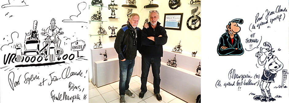 Frank Margerin et Jean Claude Mah dans la boutique Atelier Jouvenaud  la Gacilly